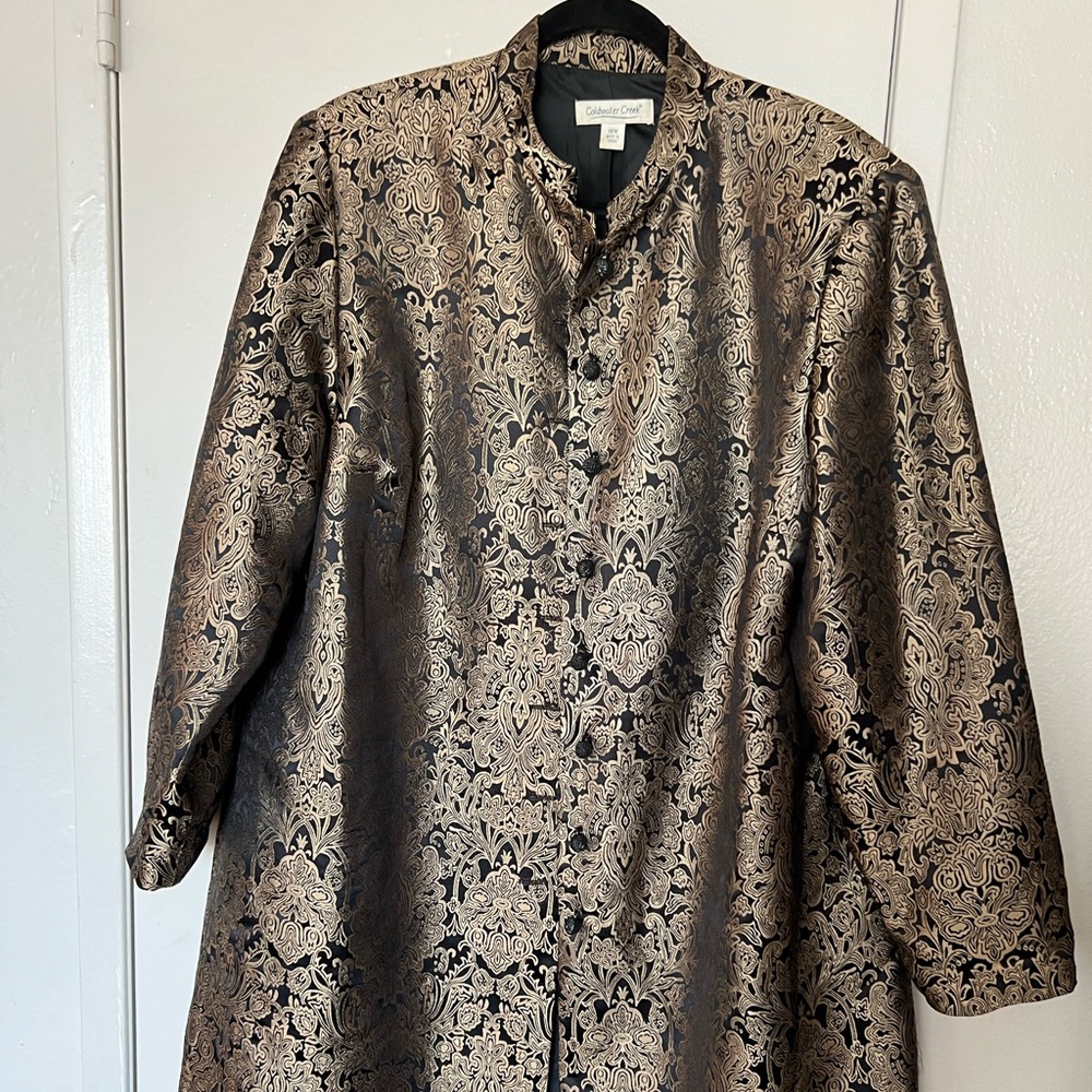Vintage Coldwater Creek Metallic Gold/Black Kimono Jacket, Size 18W